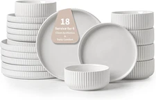 Pure & Practical Plates and Bowls Set for 6, 18 Piece White Dinnerware Sets – Ce
