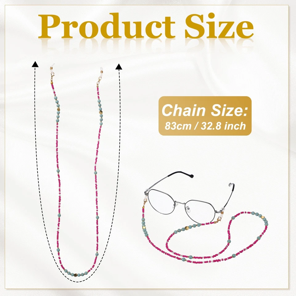 Turquoise Crystal Beads Glasses Chain Lanyard - Imagen 2 de 4