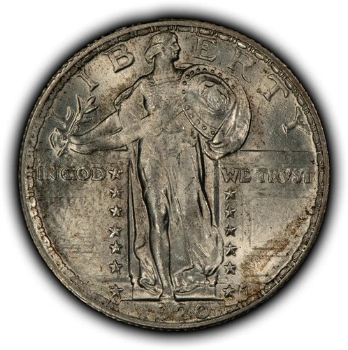 1920 25c Standing Liberty Silver Quarter - Original Toning - PQ BU - SKU-B5545