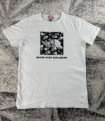 The North Face Jungen T-Shirt Weiß/Schwarz Logo-Print Rundhals Kurzarm XL/TG