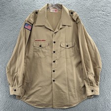 Boy Scouts Of America Shirt Mens 2XL XXL Long Sleeve Brown Uniform Shirt