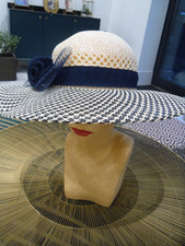 smart ladies navy and cream wedding/fete occasion   hat