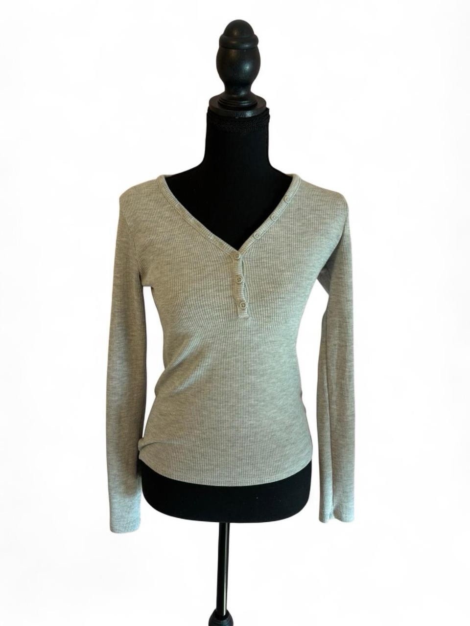 American Eagle Women’s Gray Henley Button Top, Size Small