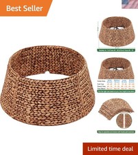Rattan Christmas Tree Collar, Wicker Tree Skirt Stand Base Cover Brown Wash...