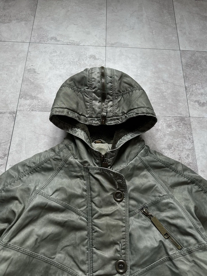 Vntg Washed Bomber LGB If Six Was Nine Style Faux Fur Zip Cropped Bomber Jacket - Image 4 of 4