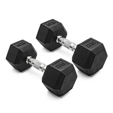 CAP Barbell 25lb Coated Rubber Hex Dumbbells - Set of 2