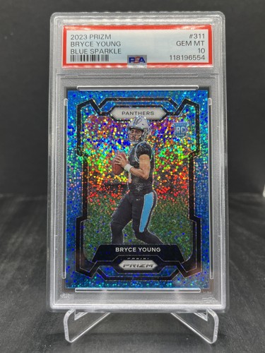 2023 Panini Prizm Football Bryce Young RC Rookie Blue Sparkle 07/96 PSA 10 #311