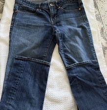 Gap 1969 Jeans Womens 6 Blue Real Straight Distressed Dark Wash Denim
