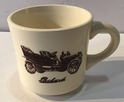 Vtg Packard Motors Diner Coffee Cup Antique Car Detroit Memorabilia USA WORN