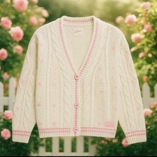 Taylor Swift LOVER Cardigan XL/2XL Pink Hearts Sweater NEW Limited Holiday 2025