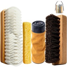 4Pcs Suede Brush and Eraser Set for Shoe Cleaning Natural Wood Color