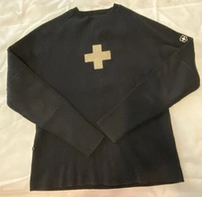 VICTORINOX RARE Swiss Army Logo Black  HeavyweightRibbed Sweater Size Med. EUC