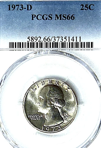 1973-D WASHINGTON QUARTER / PCGS MS66 / HARD TO FIND / UNC / VERY RARE