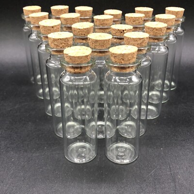 20 Pieces Small Mini Glass Bottles Jars with Cork Stoppers Set Wedding Crafting