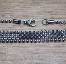 23" Silver 304 Surgical Stainless Steel Military Ball Bead Stylish Dog Tag Chain