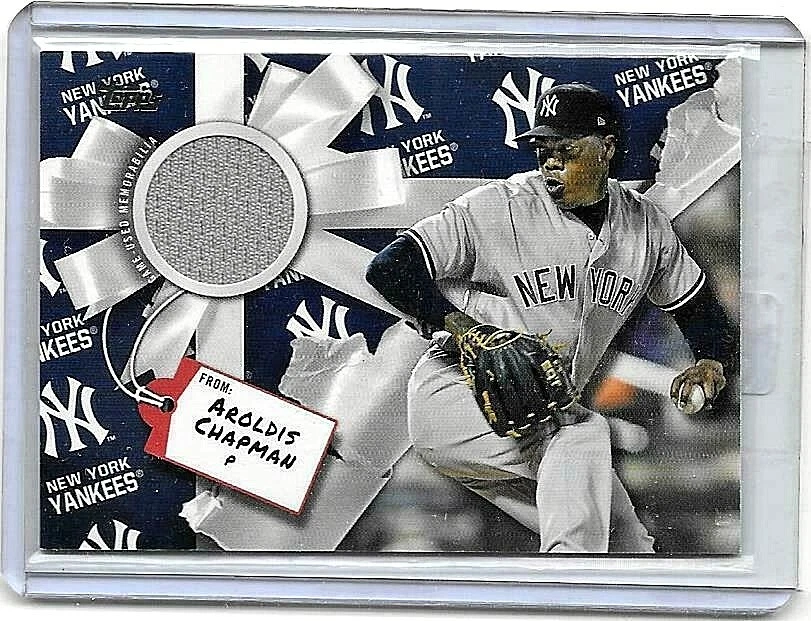 2019 TOPPS MUSEUM AROLDIS CHAPMAN QUAD GAME USED YANKEES JERSEY #64/99