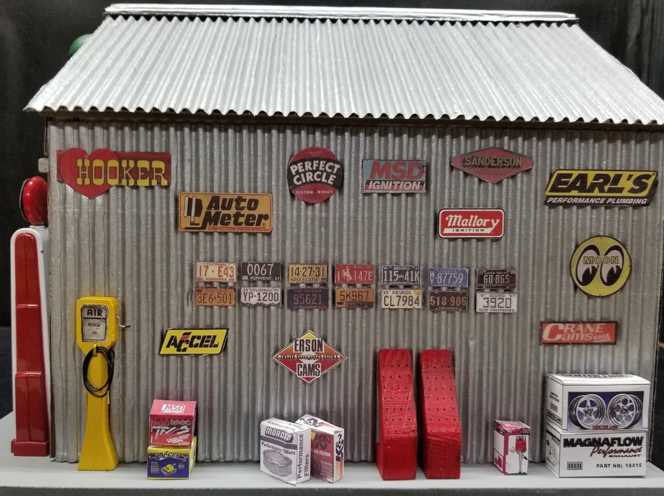 MUSCLE CAR GARAGE DIORAMA DISPLAY, 1:18TH SCALE, NEW, HAND CRAFTED, 1-BAY - Image 3 of 4