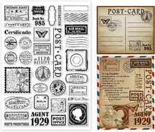 GLOBLELAND Stamp Postmark Postcard Clear Stamps for DIY Scrapbooking Big Size Si