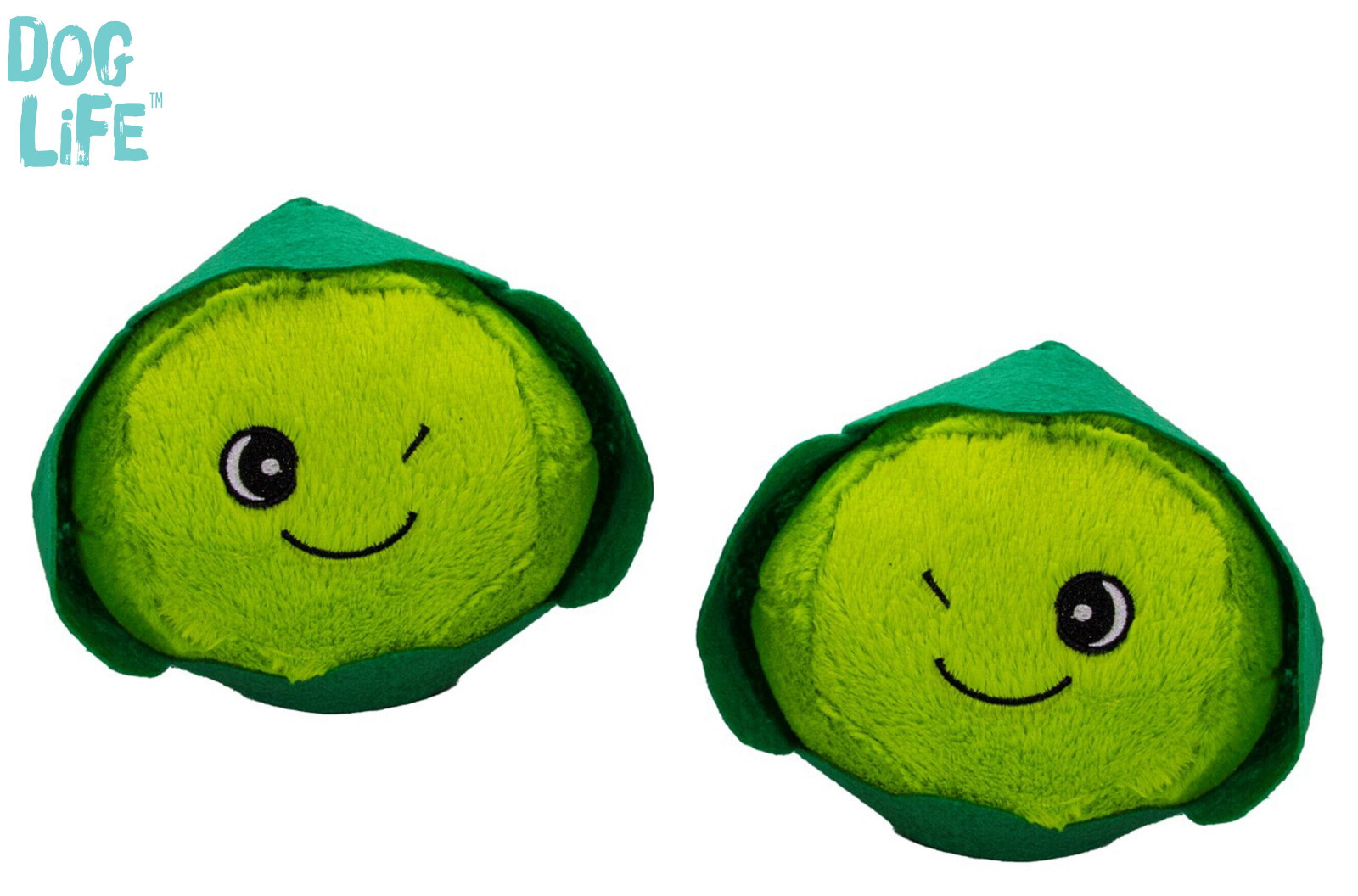 2 PACK DOG LIFE HAPPY SPROUT PLUSH SQUEAKY DOG TOY SMALL DOGS & PUPPIES 13CM