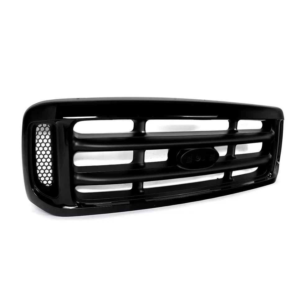 For 1999-2004 Ford F-250 F-350 F-450 Super Duty Gloss Black Front Bumper Grille Foto 3 de 4