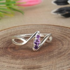 Natural Amethyst Gemstone 925 Sterling Silver Engagement Solitaire Rings