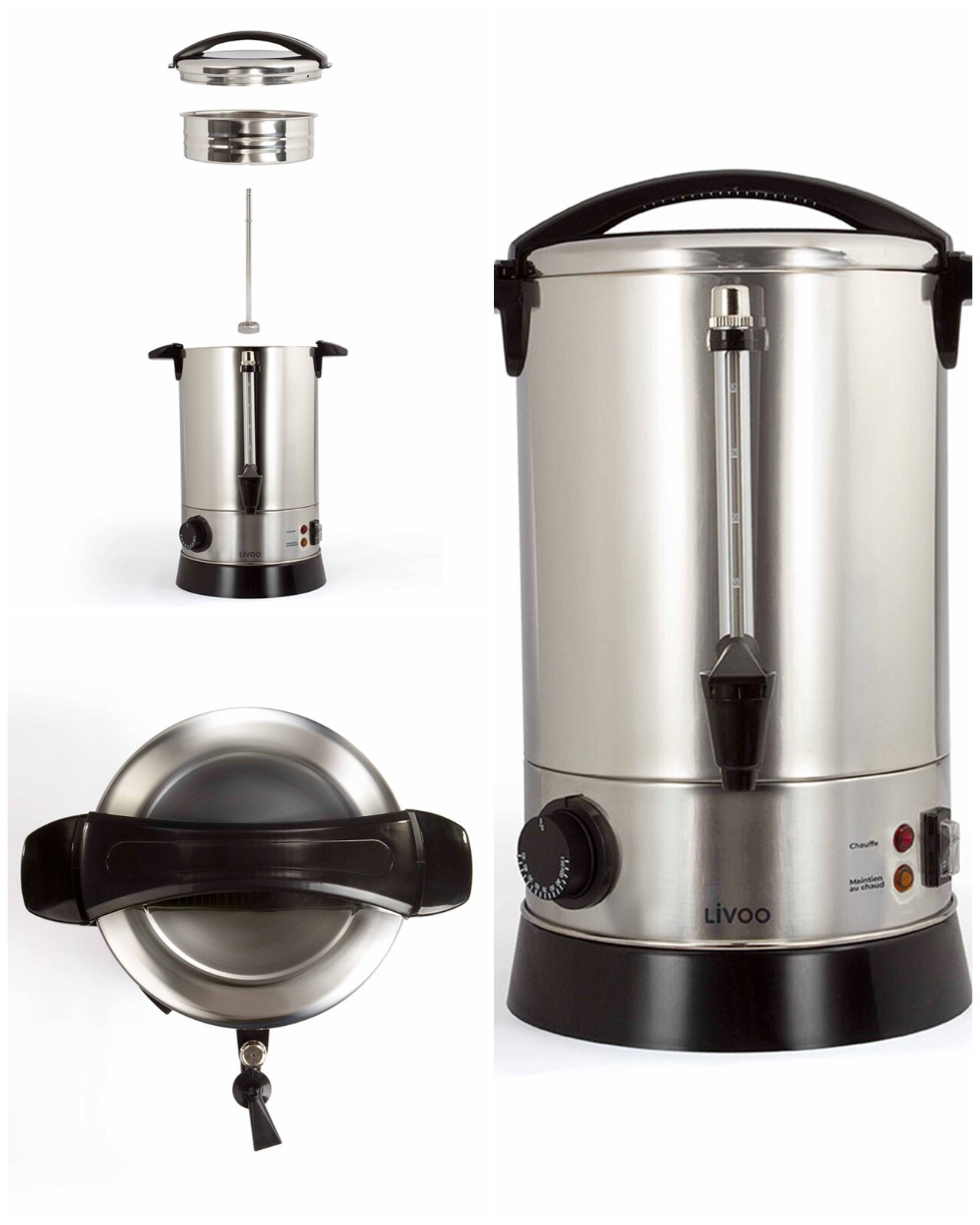 Percolateur à café en acier inoxydable brossé avec isolation thermique et maintien au chaud