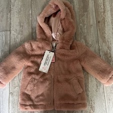 Urban Republic Girls Pink Faux Fur Bomber Jacket Full Zip Pockets Size 12 Mo