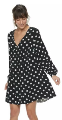 NWT POPSUGAR women's black/white polka dot dress shirt size XS