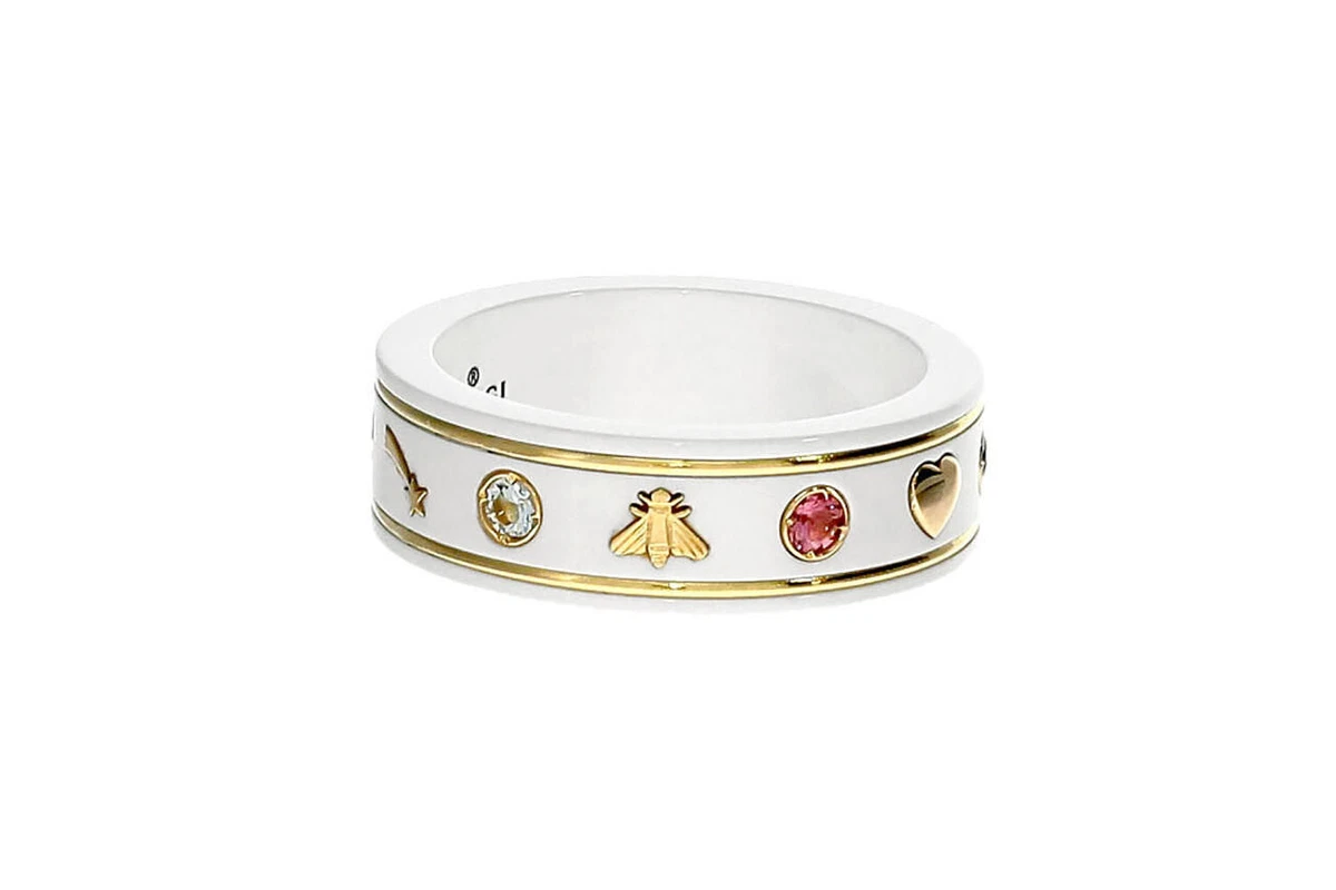 GUCCI Icon White Zirconia With Gemstones Ring YBC527095001014 eBay