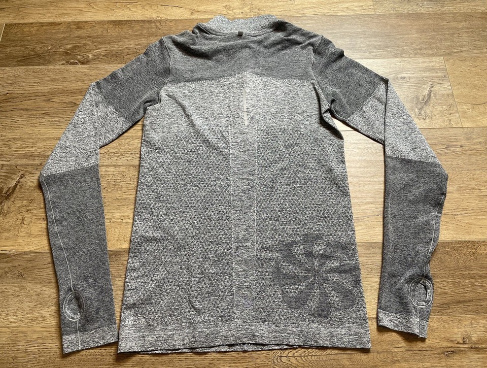 Nike Women Athletic 1/4 Zip Mock Neck Shirt Medium Gray Heather Running