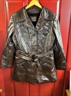 Genuine leather Mens Brown over coat jacket 19/20 long sleeve made in korea 
