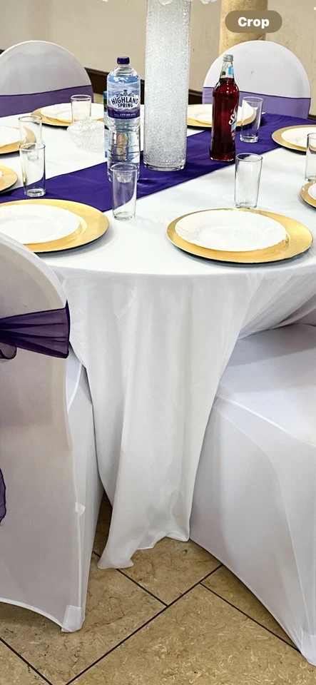 120” Polyester White Table Cover Cloths Wedding Party Decoration Table Cloth - Image 3 of 4
