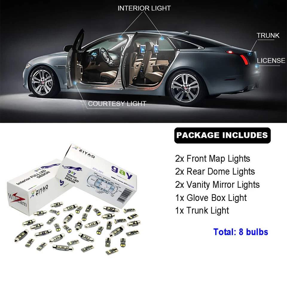 Kit de luces interiores LED blancas de lujo de 12 bombillas para Volkswagen Jetta MK6 2010-2017 Foto 2 de 4