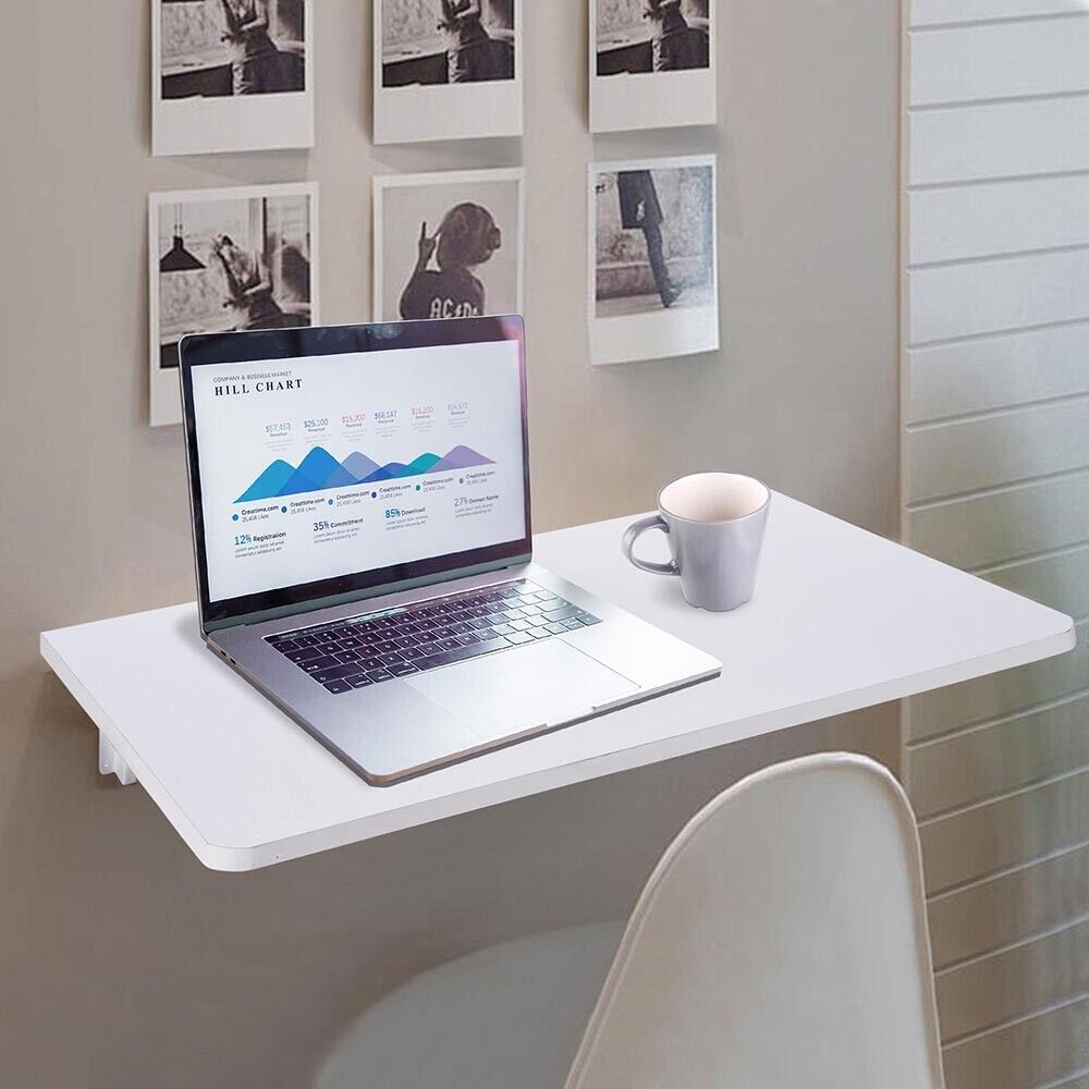 seta Química declaración Wall Mounted Floating Folding Writing Table PC Computer Desk Home Office  White | eBay