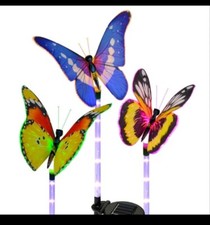 2X Solar Butterfly led Light Waterproof 7Colour Changing Garden Pathio Walkway 