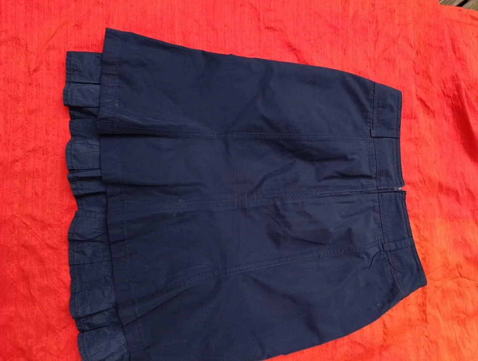 Rock Designe BIBA blau 38 Futter MIDI Taschen Baumwollmischung Voulant gerafft - Bild 3 von 4