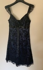 Orsay Navy Blue Lace Skater Bardot Dress Party Wedding EU 36 US 8