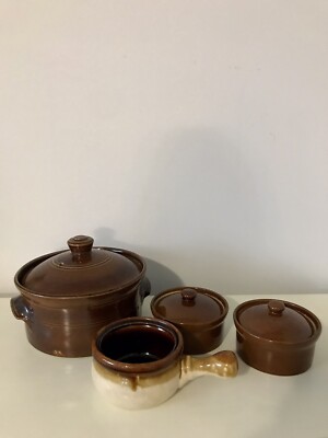 Vintage Brown Glazed Stoneware Crocks And Soup Bowel Pearson s Of Chesterfield
