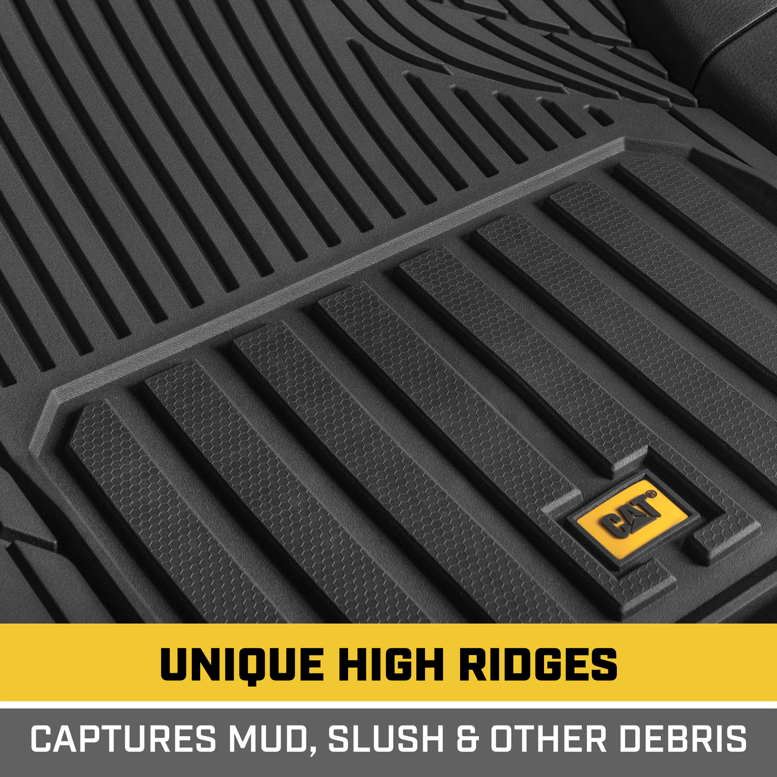Caterpillar 4pc Front HeavyDuty Rubber Car Floor Mats & Cargo Trunk