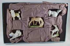 WADE WHIMSIES  SET 1, 1953 WITH ORGINAL BOX, POODLE, HORSE, DOG, FAWN, ETC.