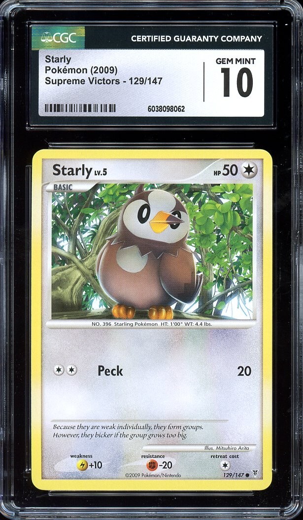 Pokemon 2009 Supreme Victors Starly 129/147 Non Holo CGC 10 GEM MINT