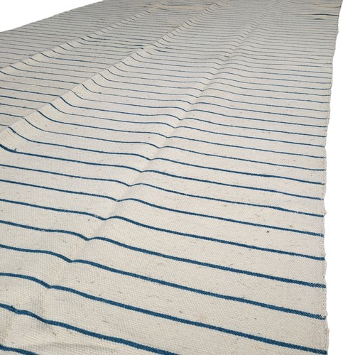 Vtg Handmade Moroccan White Blue Rug Striped Area Tribal Berber Wool Carpet 12x6 - Picture 9 of 24