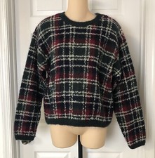 Paul Harris Design Vintage Sweater Womens Medium Mohair Blend Green Red Plaid