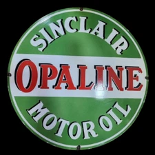SINCLAIR OPALINE PORCELAIN ENAMEL SIGN 30X30 INCHES DOUBLE SIDED