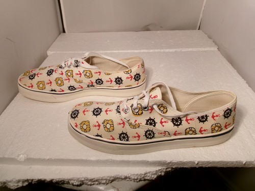 Vintage Tiffs Made in USA Canvas Turnschuhe Schuhe Damen 7,5 Bootsanker Thema