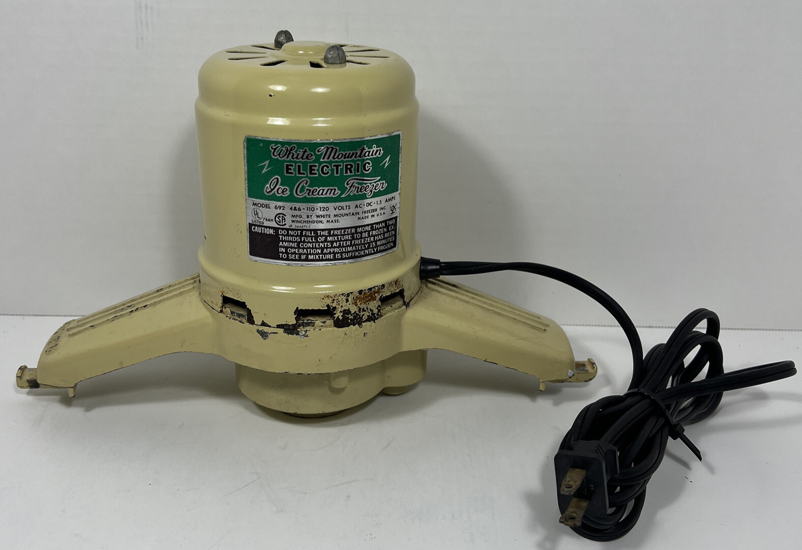 Vintage White Mountain Electric Ice Cream Freezer MOTOR ONLY Model 692