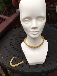 Authentic Sterling Silver 925 Gold Plated Mesh Set Pendant Necklace & Bracelet