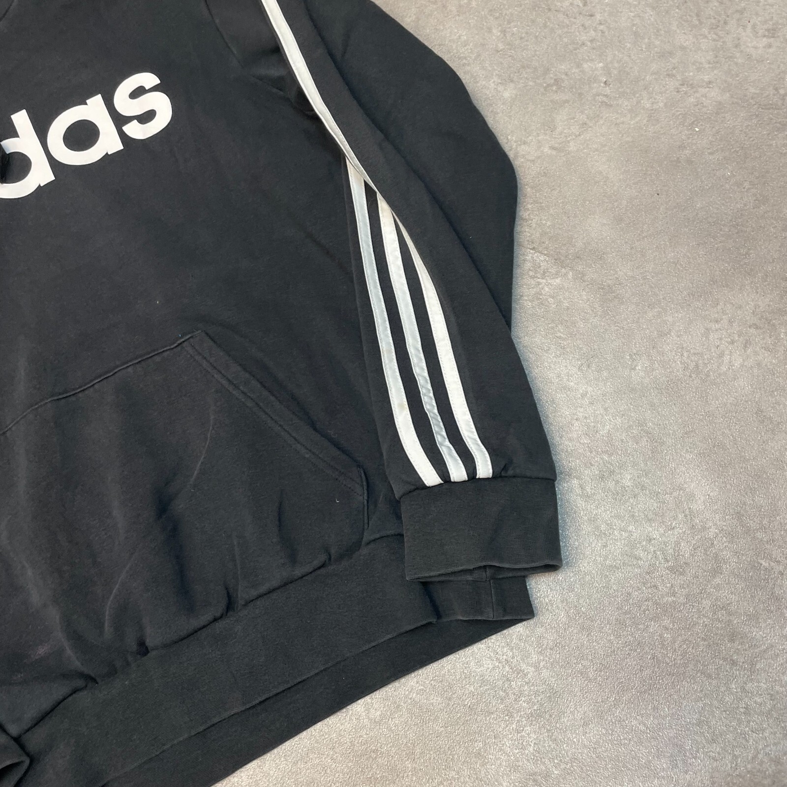 Adidas Hoodie Mens Spellout Y2K Pull Over Sweatshirt, Black, Small image 5