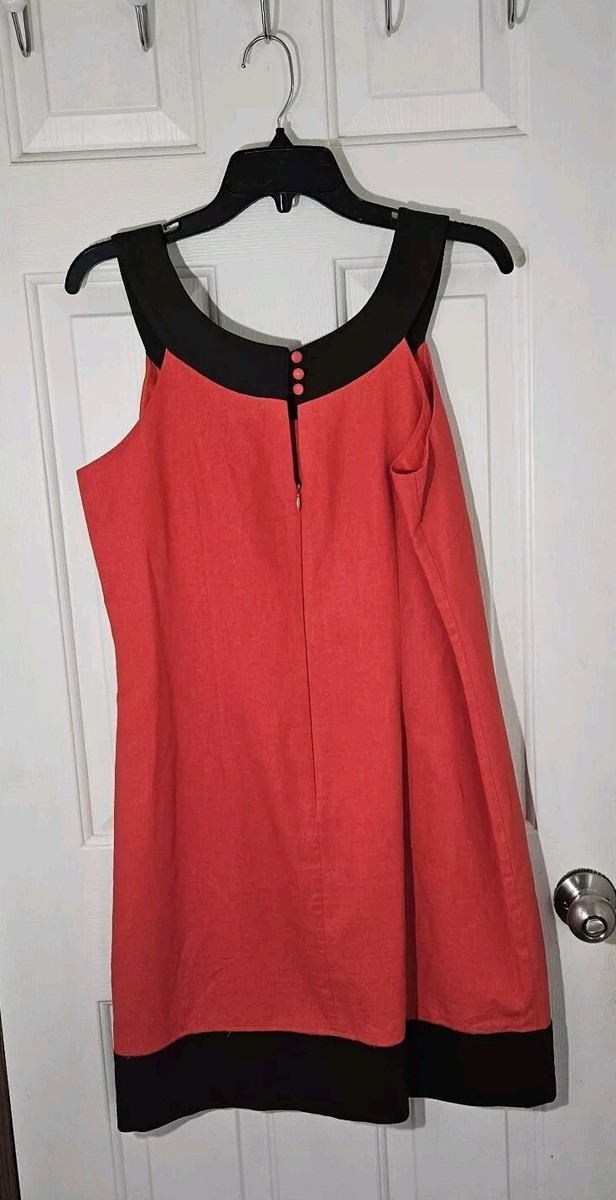 Robbie Bee Dress Sz 10 Halter Shift Knee Length Linen Blend Beaded Pink &  Brown | eBay