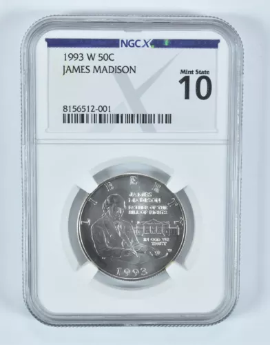 1993-W James Madison Commemorative Half Dollar MS 10 NGC X NGCX